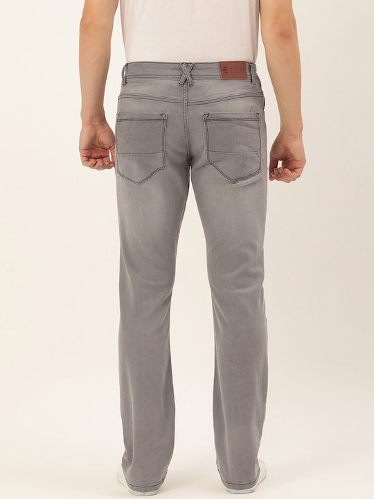 Men Grey Boot-Cut Solid Jeans