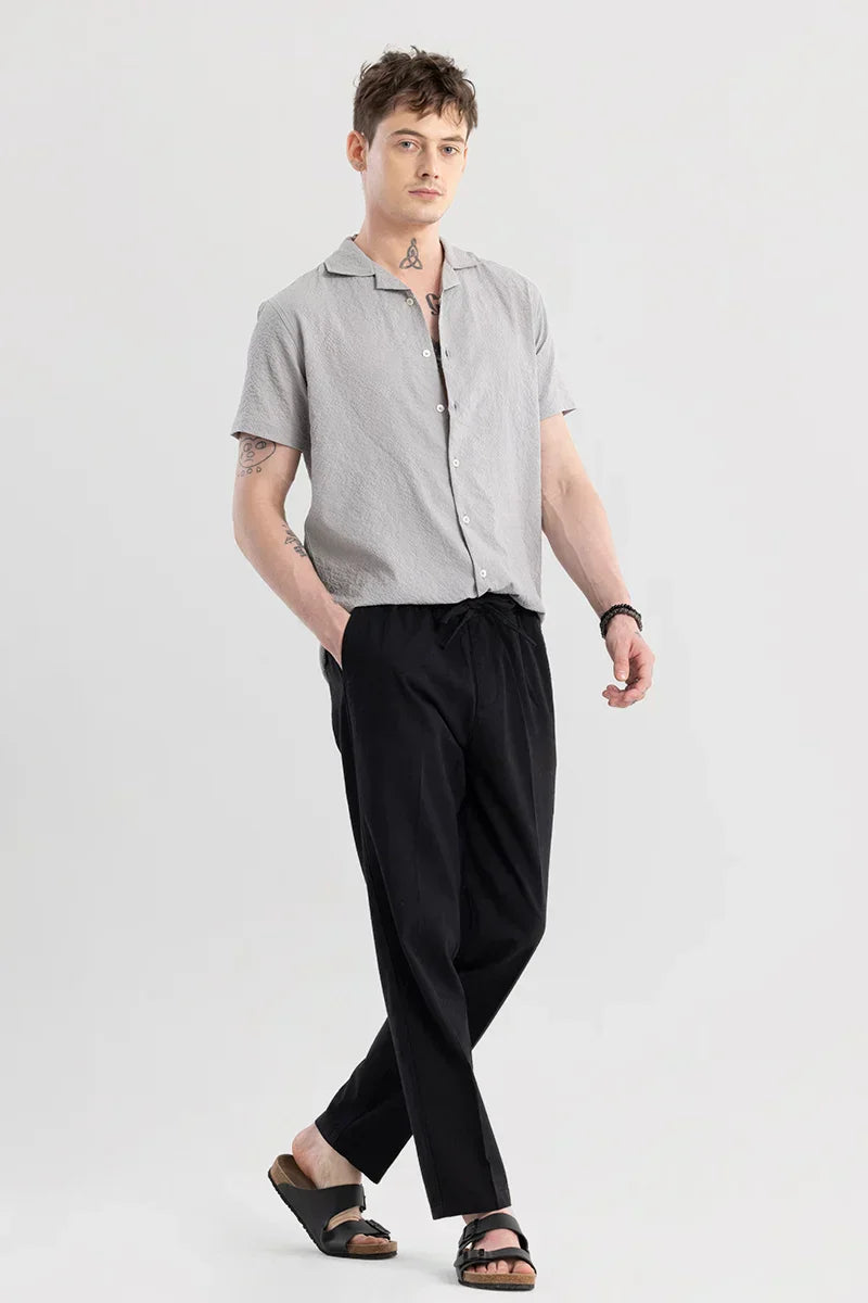 Wafty Black Linen Trousers