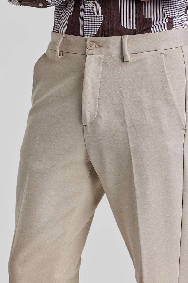 Beige Slim Fit Trousers