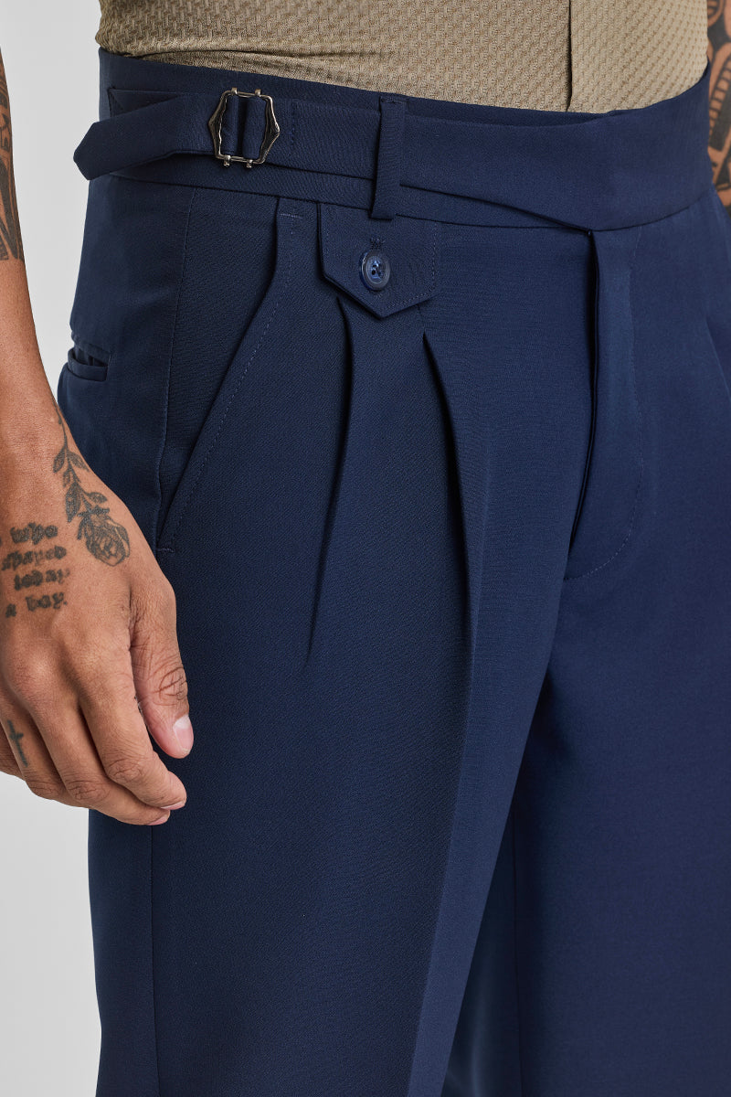 Dark Blue Slim Fit Gurkha Trousers