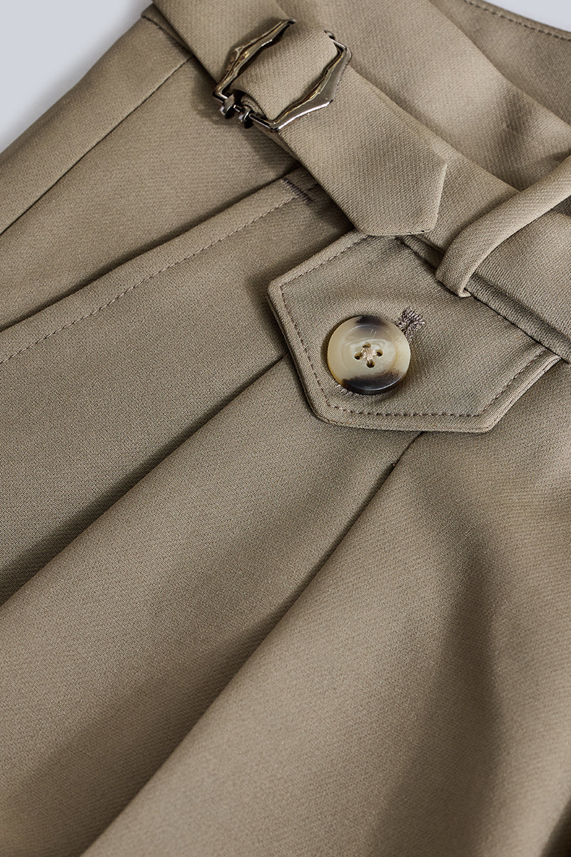 Beige Slim Fit Gurkha Trousers