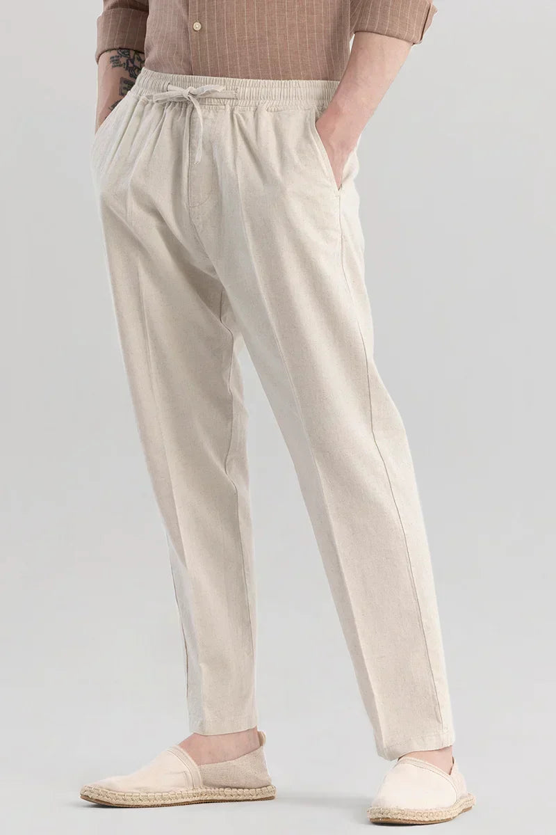 Wafty Beige Linen Trousers