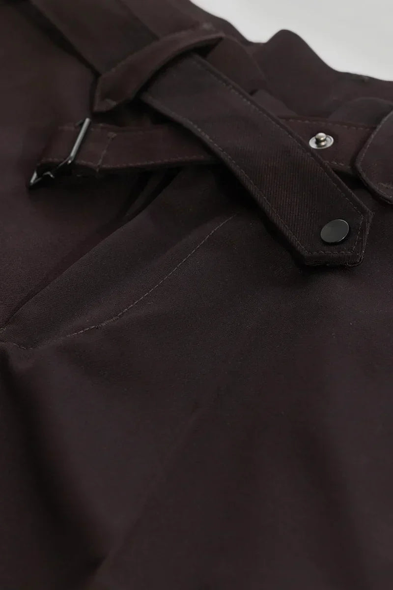 Dark Brown Slim Fit Trousers