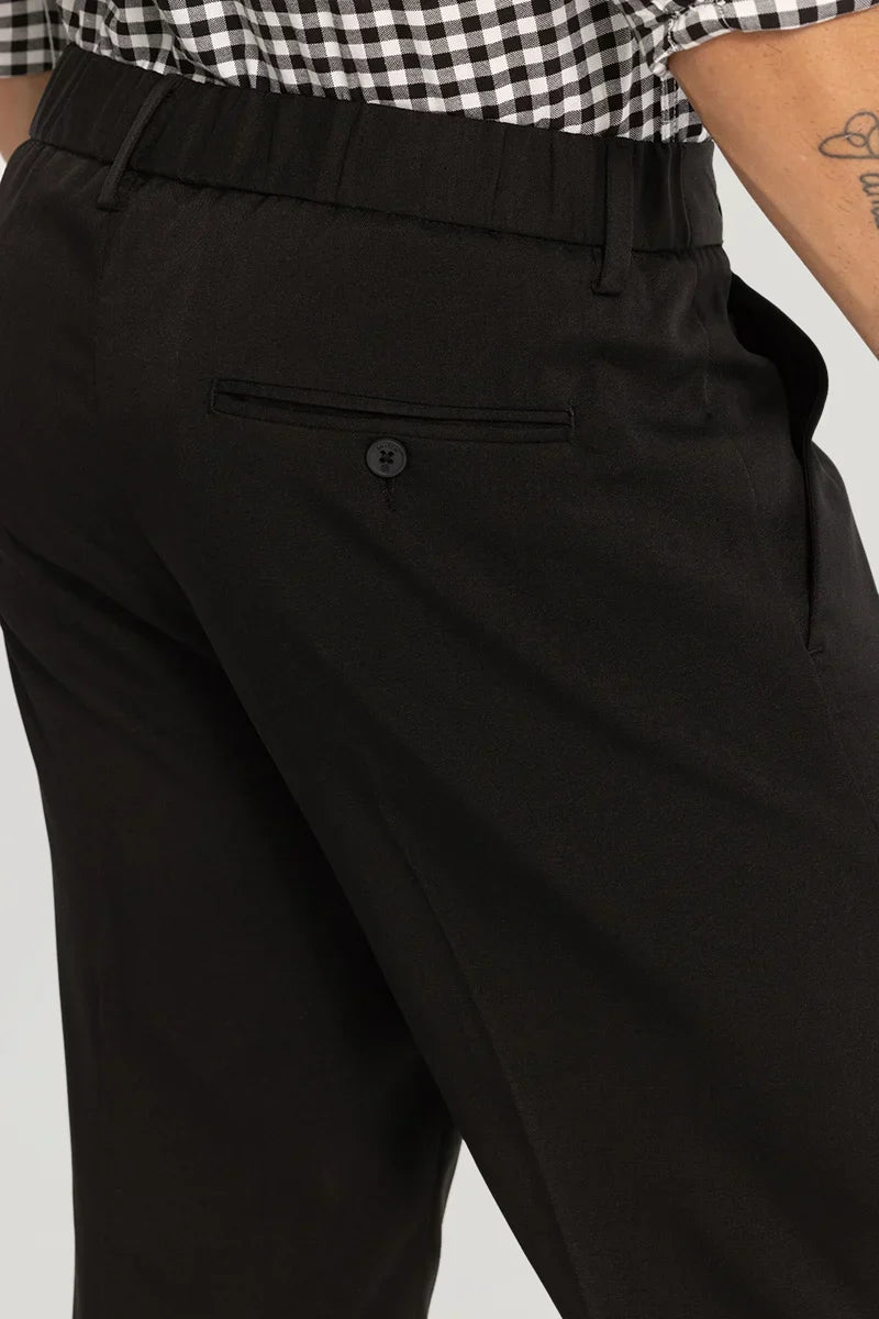 Black Plain Relaxed Fit Trousers