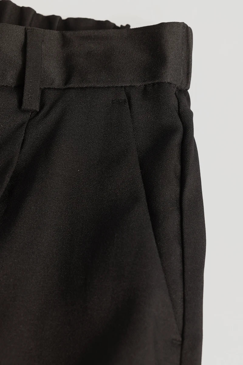 Black Plain Relaxed Fit Trousers