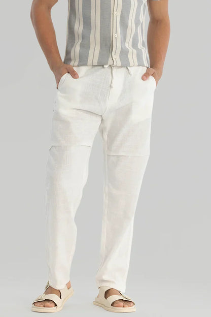 White Plain Baggy Fit Trousers