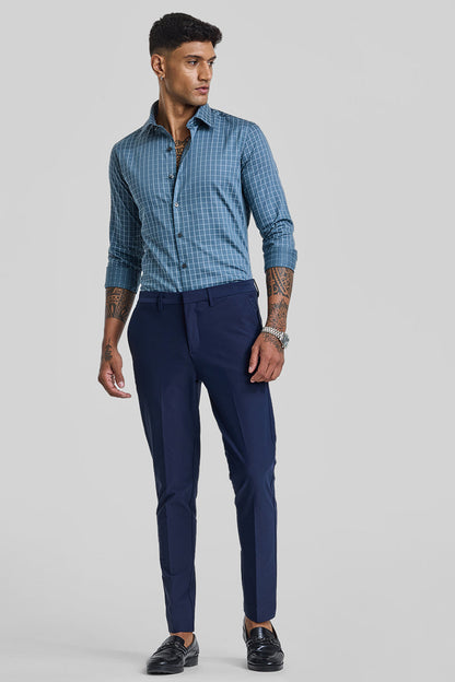 Dark Blue Slim Fit Stretch Trousers