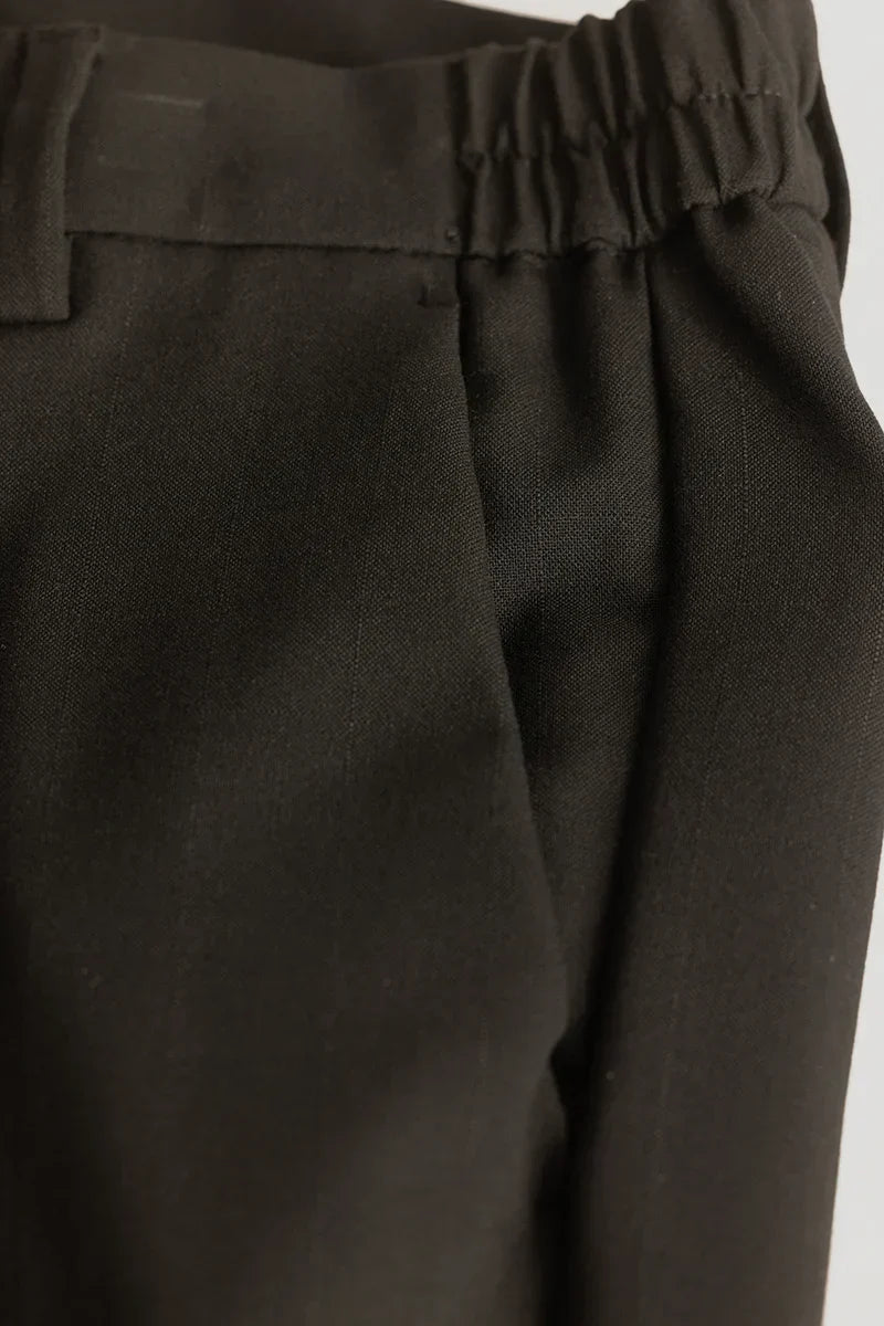 Black Self-Design Slim Fit Trousers