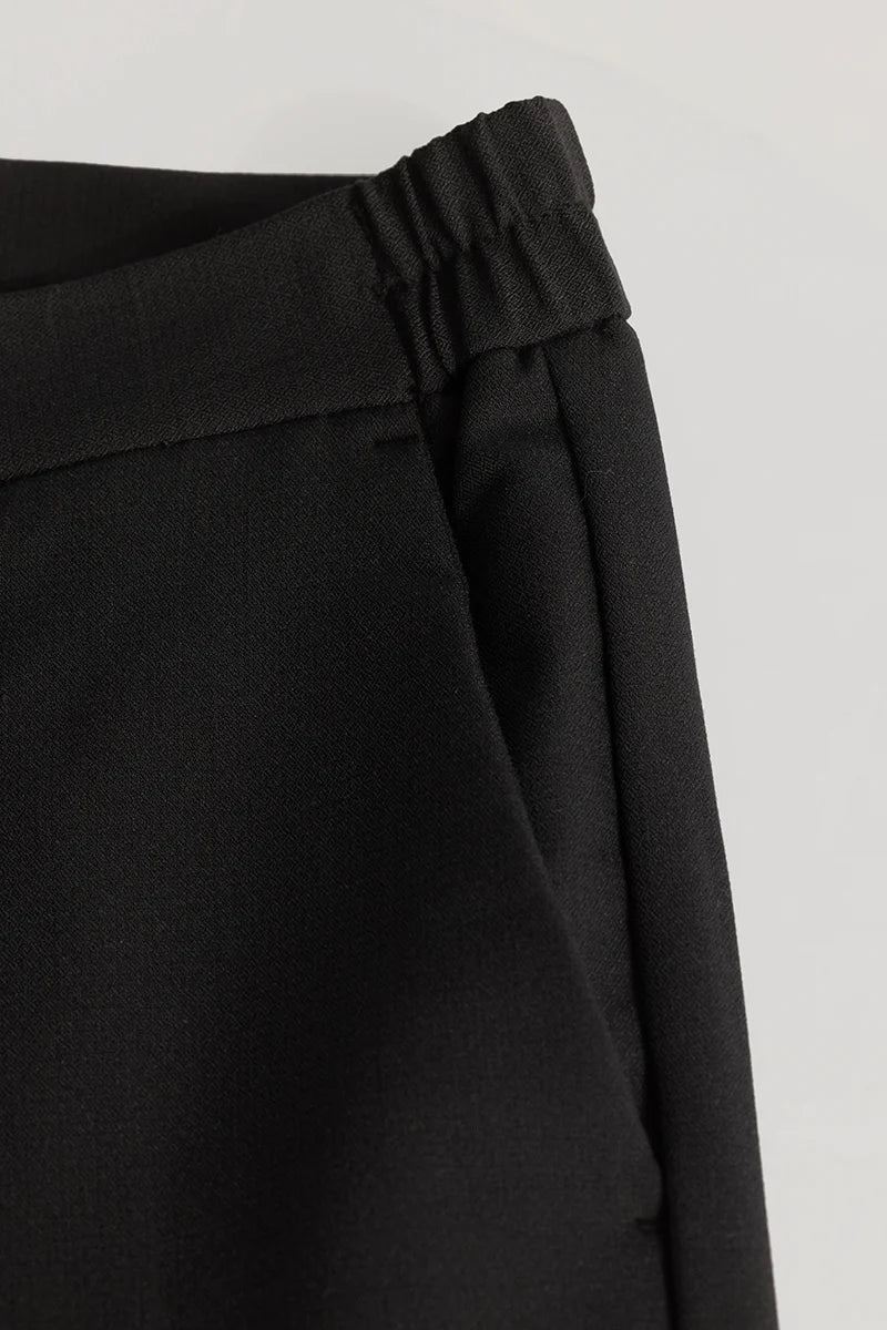 Black Plain Regular Fit Trousers