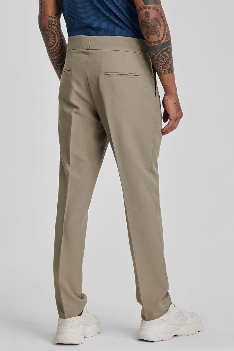 Beige Slim Fit Gurkha Trousers