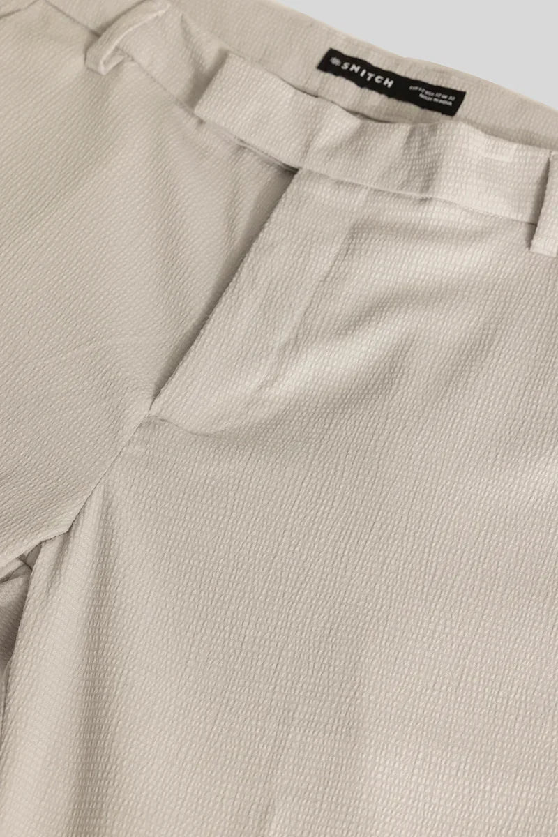 Yann Cream Plain Slim Fit Trousers