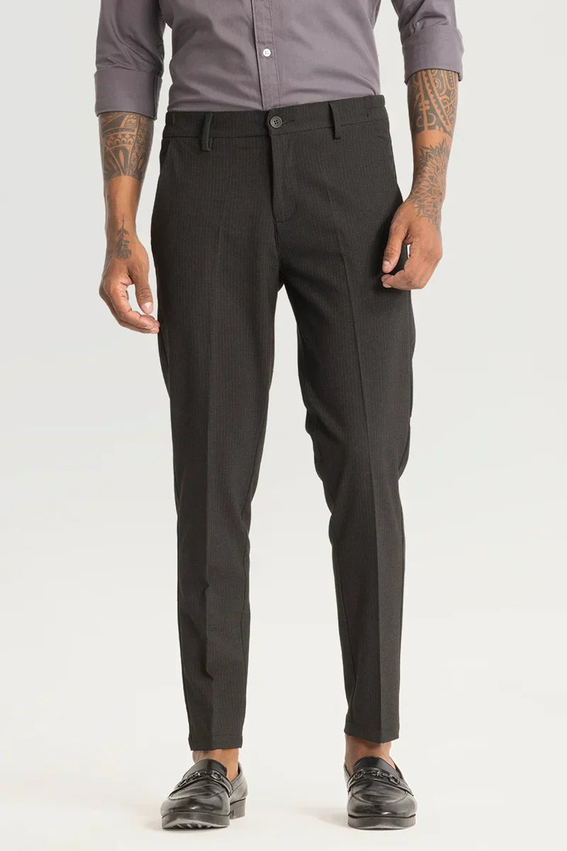 Black Checks Slim Fit Trousers