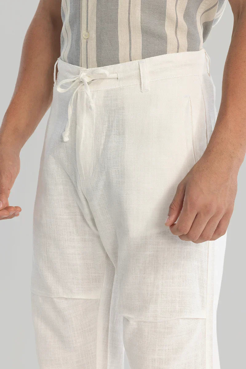 White Plain Baggy Fit Trousers