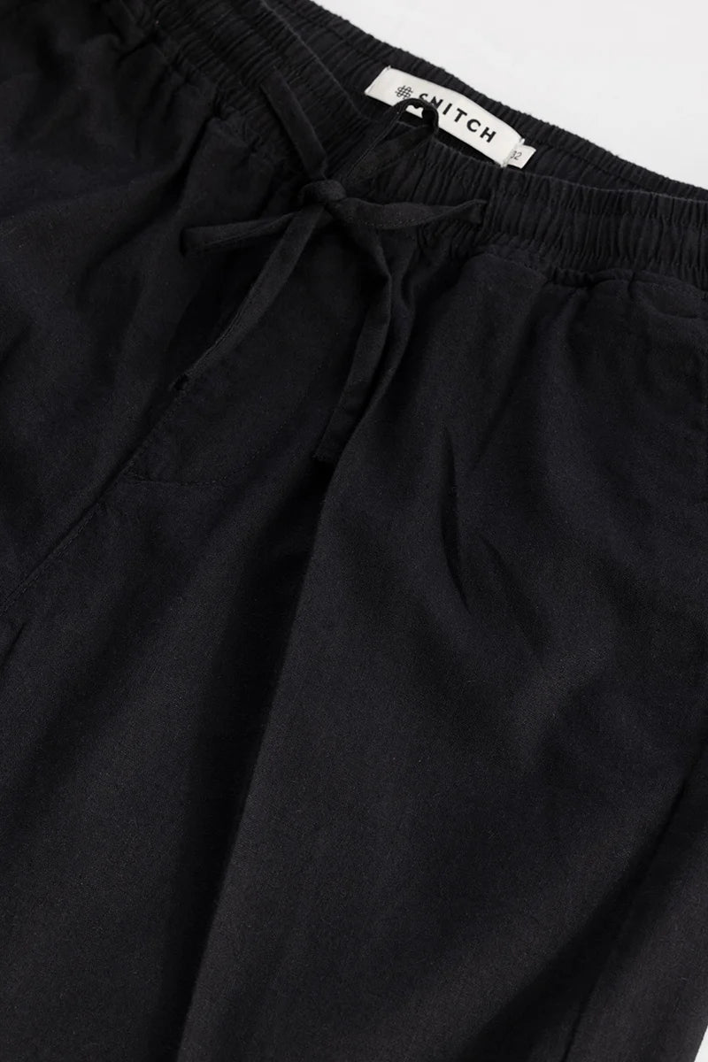 Wafty Black Linen Trousers