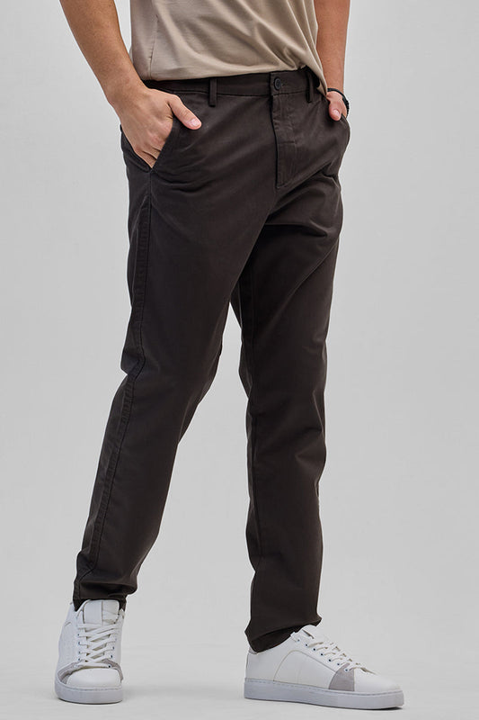 Dark Brown Slim Fit Trousers