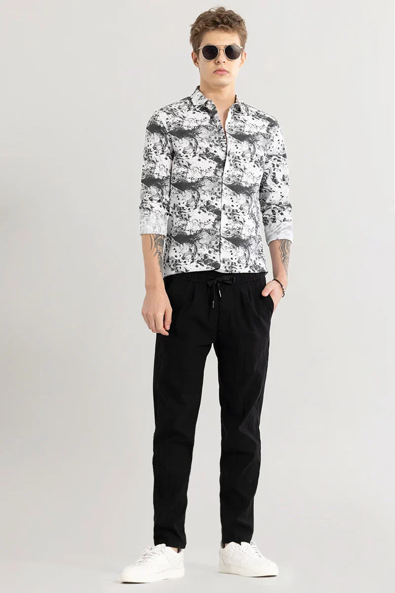 Veluxe Black Checked Linen Blend Pant