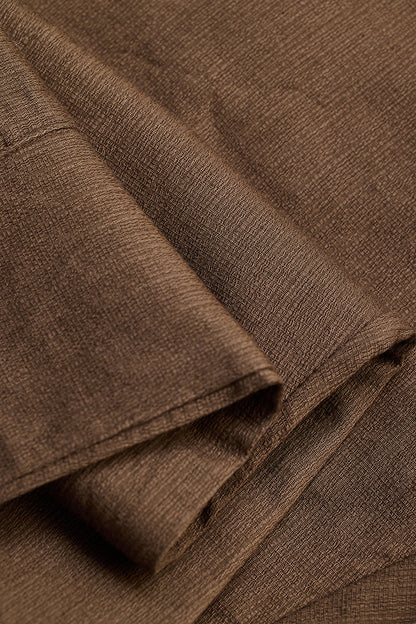 Brown Textured Relaxed Fit Trousers