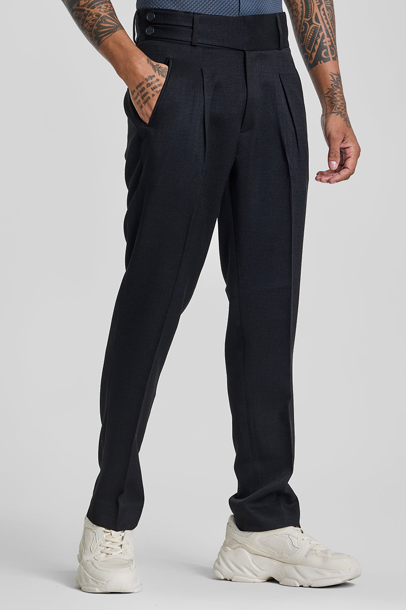 Black Relaxed Fit Korean Trousers