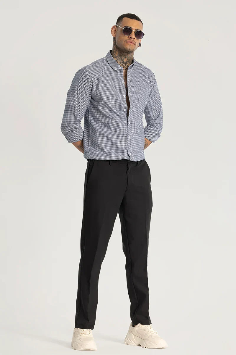 Charcoal Grey Plain Regular Fit Trousers