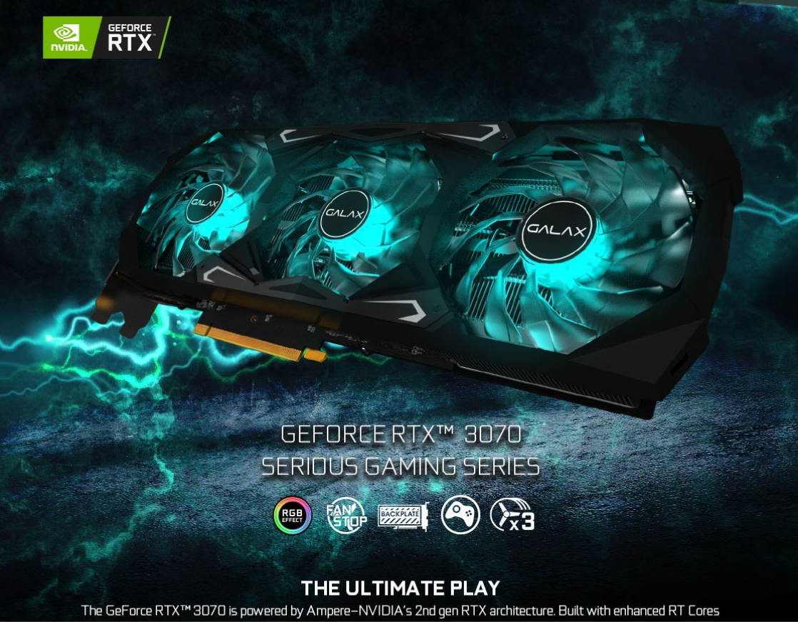 GALAX GeForce RTX 3070 SG (1-Click OC) 8GB Nvidia Graphic Card