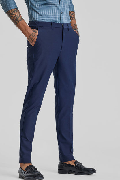 Dark Blue Slim Fit Stretch Trousers