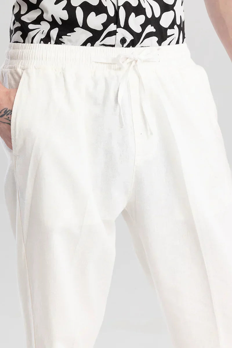 Wafty White Linen Trousers