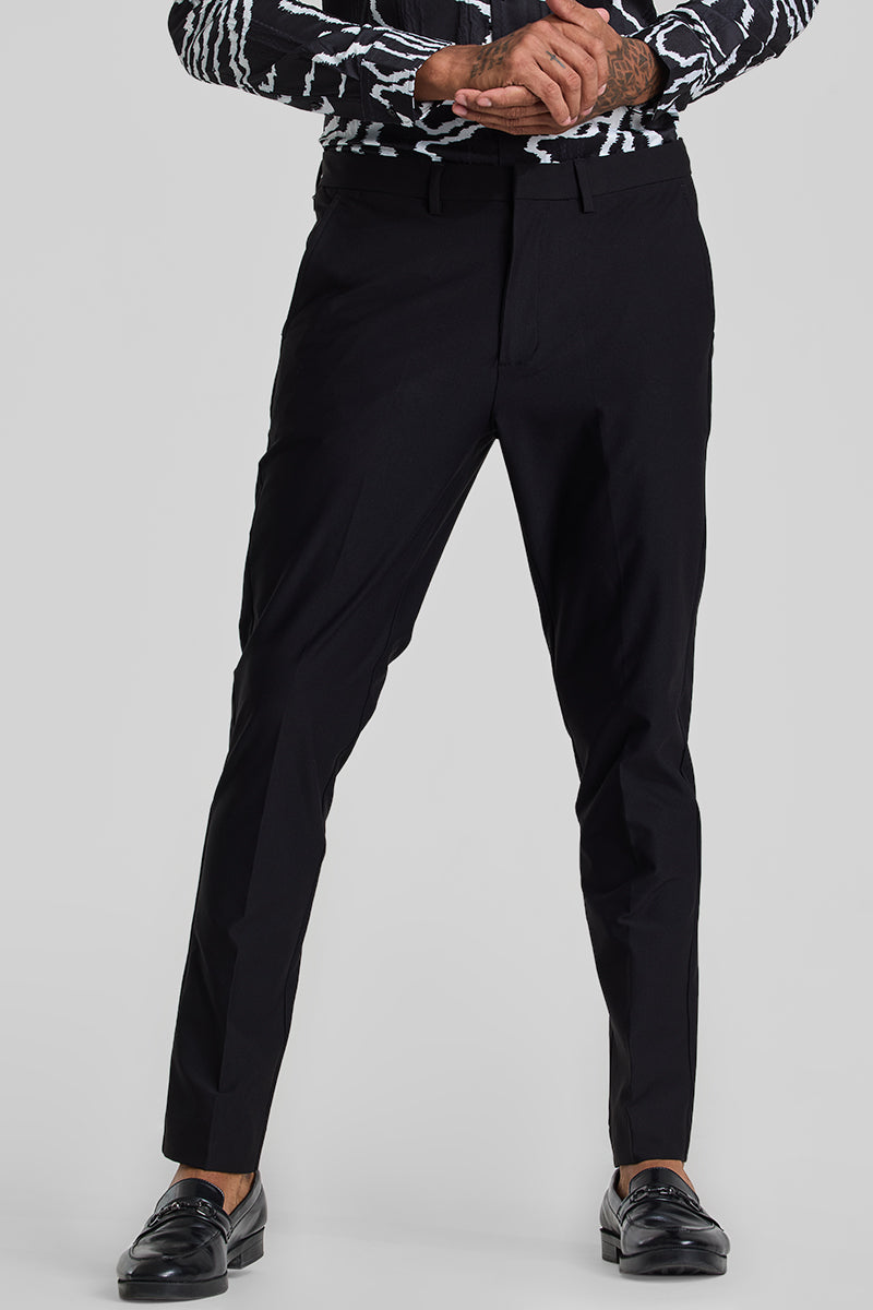 Black Slim Fit Stretch Trousers