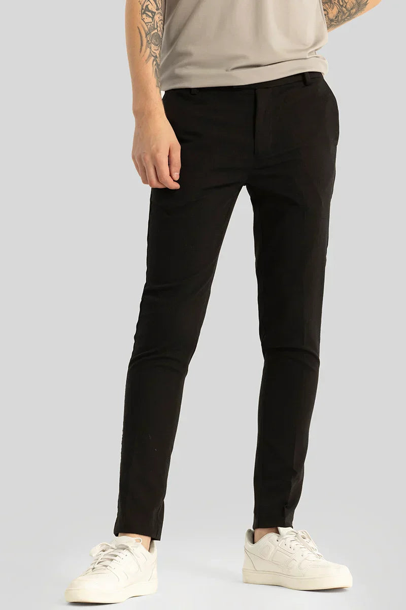 Yann Black Plain Slim Fit Trousers