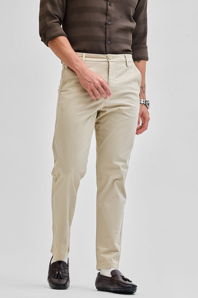 Beige Slim Fit Trousers