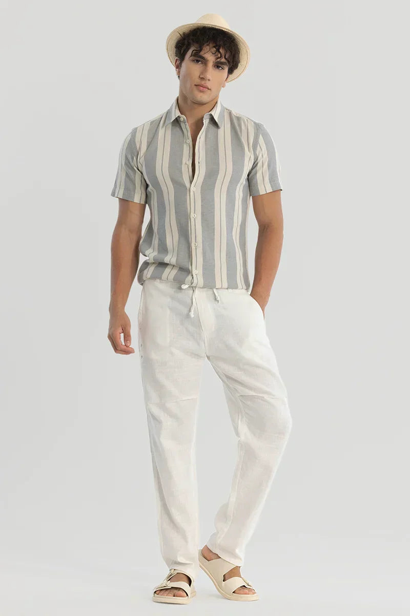 White Plain Baggy Fit Trousers