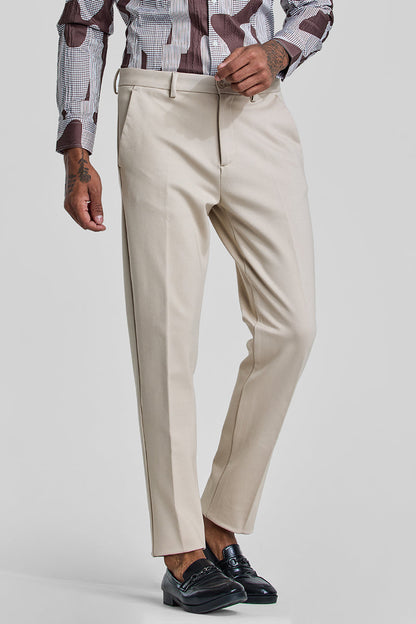 Beige Slim Fit Trousers