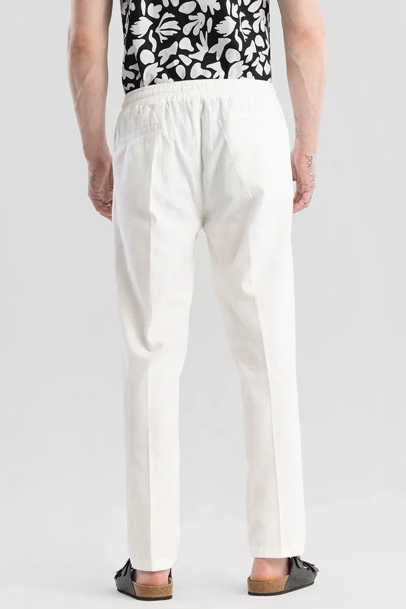 Wafty White Linen Trousers