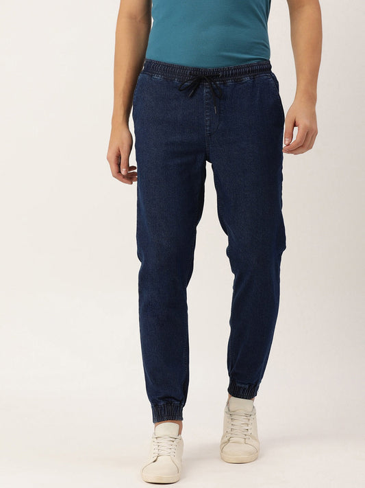 Men Dark Navy Slim Fit Solid Jogger Jeans