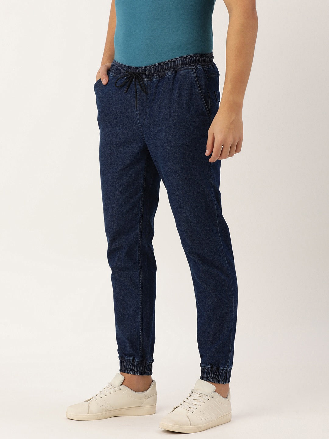 Men Dark Navy Slim Fit Solid Jogger Jeans