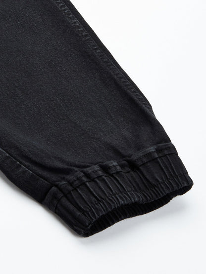 Men Jet Black Slim Fit Solid Jogger Jeans