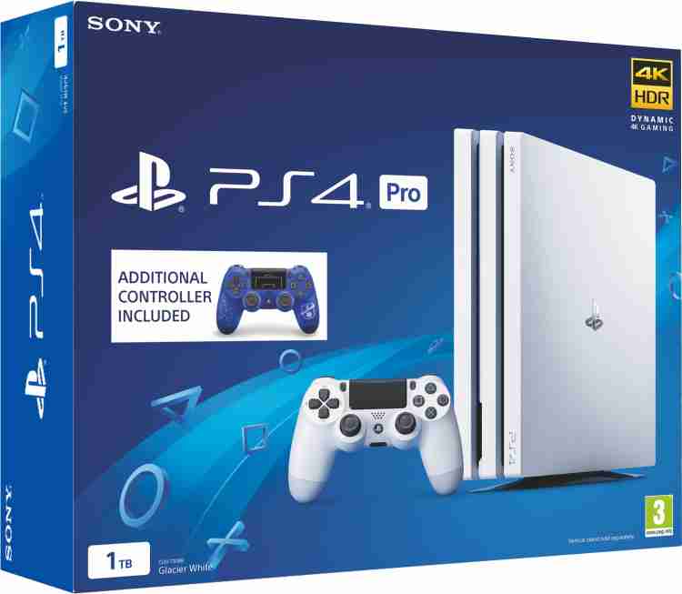 SONY PS4 Pro 1 TB (White, Extra DualShock 4 F.C Controller)