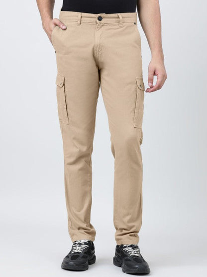 MEN-SOLID-SLIM-FIT-CARGO-TROUSERS