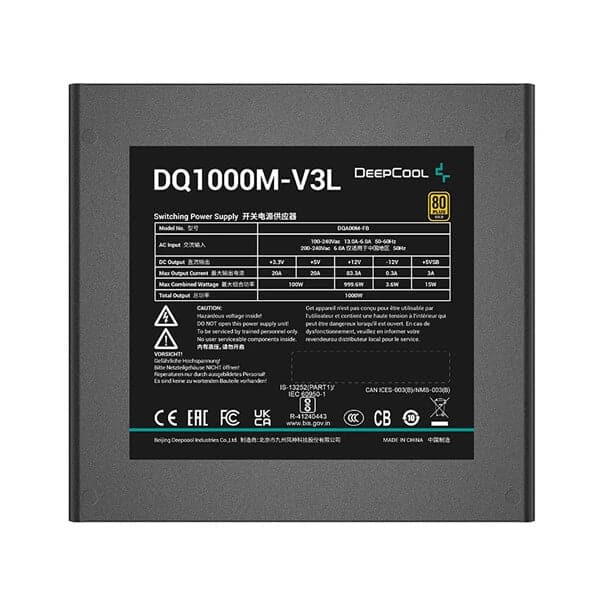 DEEPCOOL DQ1000M-V3L 1000W 80+ Gold Fully Modular ATX 2.0 Power Supply