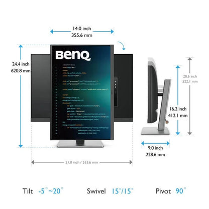 BENQ RD240Q 24Inch QHD 60Hz IPS Panel 95% SRGB 5MS NVIDIA Gsync IPS Professional Monitor