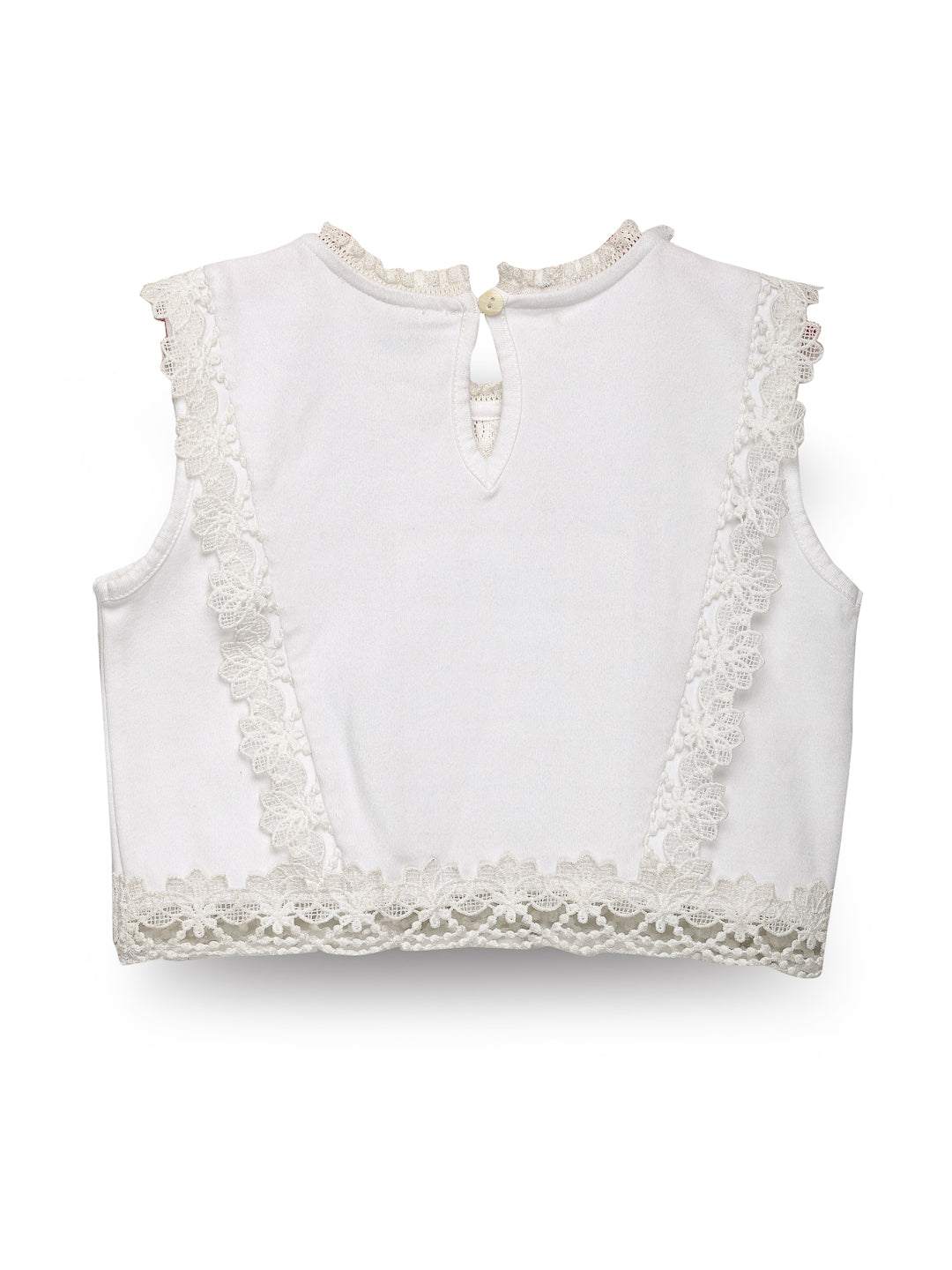 Classic White Cotton Trim Cotton Lace Girls Tops